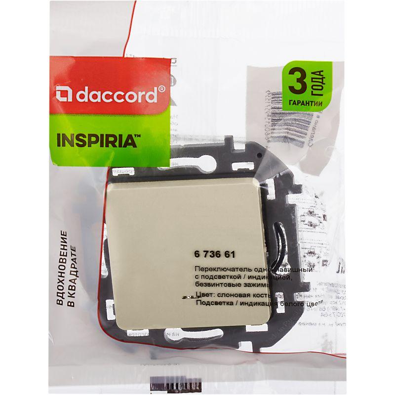 Переключатель 1-кл. Inspiria 10А IP20 250В 10AX с подсветкой/индикацией механизм сл. кость IEK 673661