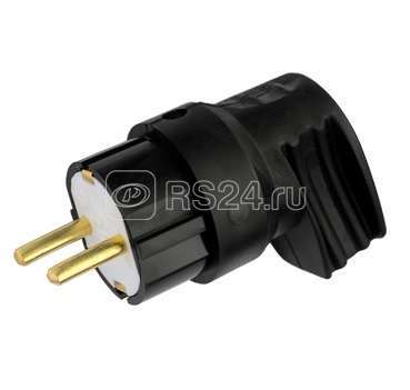 Вилка штепсельная угловая 16А с заземл. каучук черн. Bylectrica В16-416