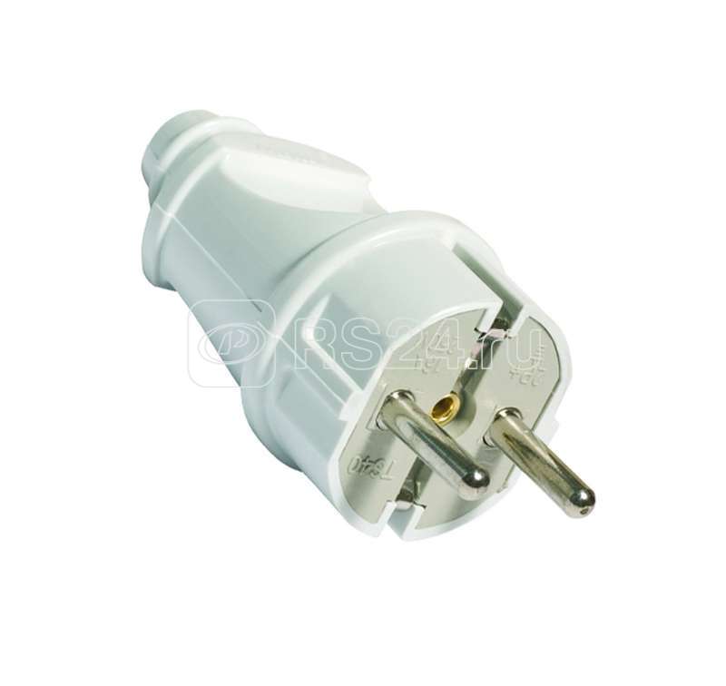 Вилка с заземл. 16А 250В прямой вывод проводника ABS-пластик бел. REV 24203 1