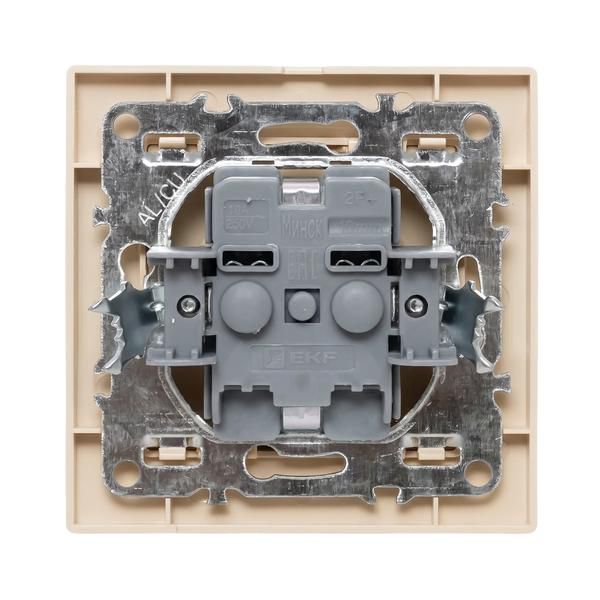 Розетка 1-м СП Минск 16А IP20 с заземл. защ. шторки беж. EKF ERR16-028-200