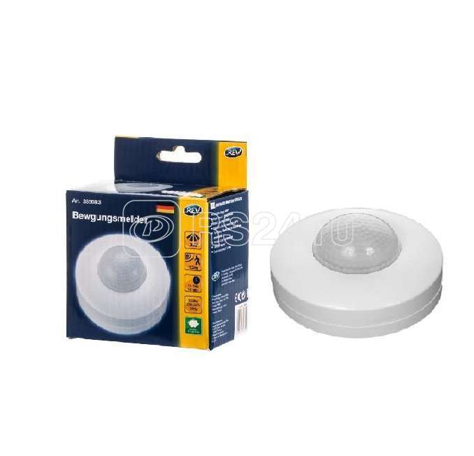 Датчик движения накладной 360град. 1200Вт 12м бел. REV 28508 3