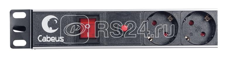Блок евророзеток PDU-6P-F-2EU для 19дюйм шкафов горизонт. 6 розеток фильтр 16А выкл. шнур 2м алюм. корпус немецкий стандарт Cabeus 7296c