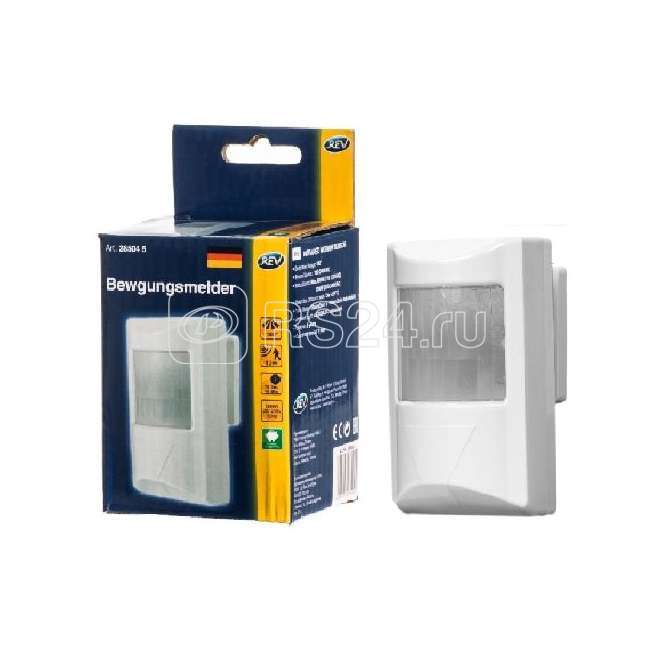 Датчик движения 180град. 1200Вт 12м бел. REV 28504 5