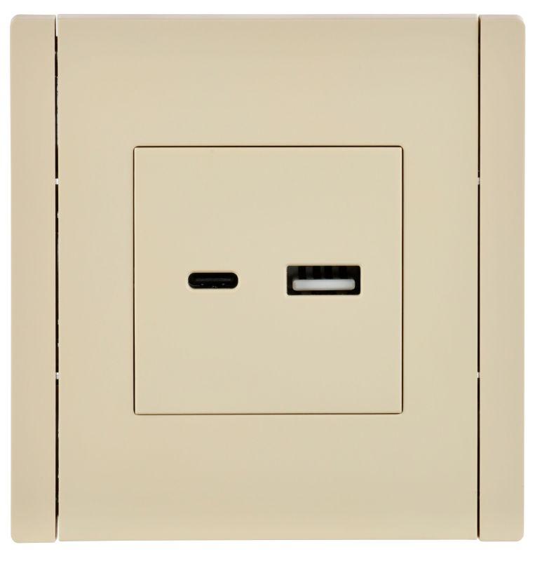 Розетка USB A+C 3.1А FORTE&PIANO FP450 ваниль IEK FP-U22-D31-K10