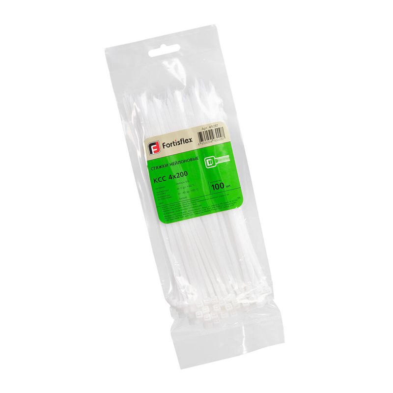 Хомут кабельный КСС 4х200 нейл. бел. (уп.100шт) Fortisflex 49397