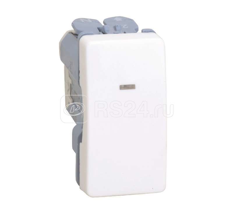 Механизм кнопки клавишной с подсветкой узкая 10А 250В Simon27 сл. кость 27669-61