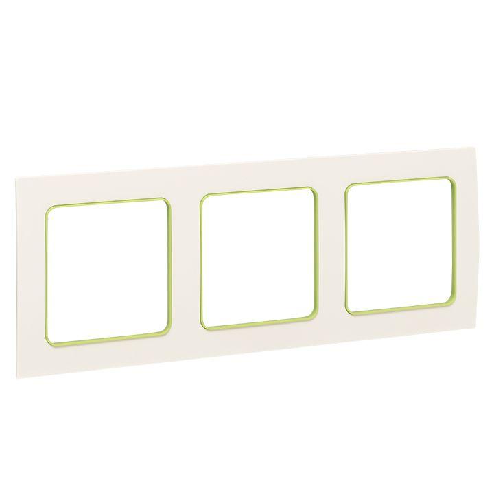 Рамка 3-м Стокгольм бел. с линией цвета зел. PROxima EKF EAM-G-302-10