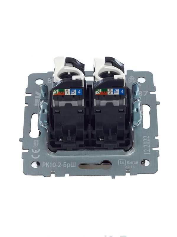 Розетка компьютерная двойн. СП RJ45 кат.5E BRITE РК10-2-БрШ механизм шампань IEK BR-K20-1-K37