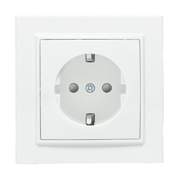 Розетка 1-м СП Минск 16А IP20 с заземл. защ. шторки бел. Basic EKF ERR16-028-100
