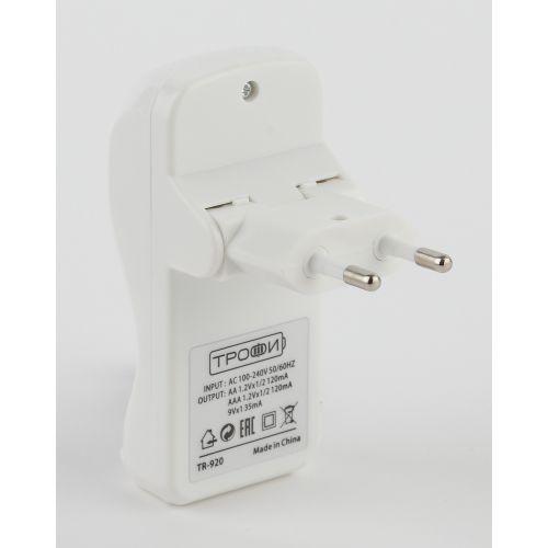 Устройство зарядное TR-920 (2хAA/2хAAA/1х9В"Крона") компактное Трофи C0031275