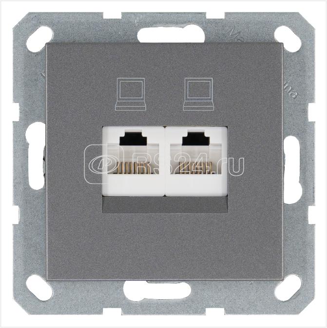 Розетка компьютерная 2-м RJ45 IP20 кат. 5E механизм алюм. Jasmart G6106S