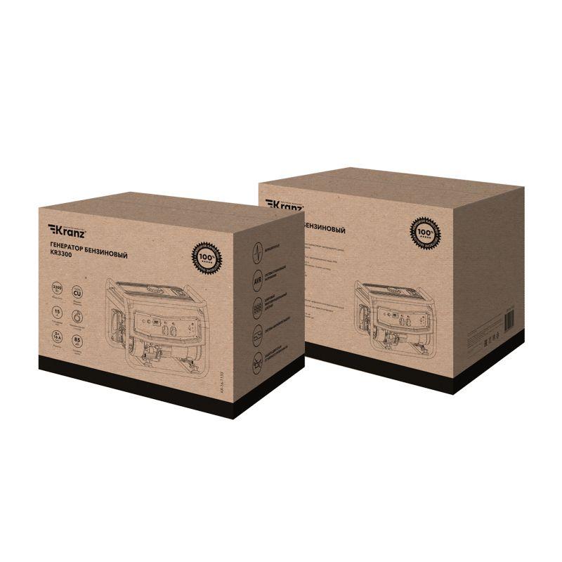 Генератор бензиновый KR3300 3.3кВт 230В 15л ручной стартер KRANZ KR-16-1133