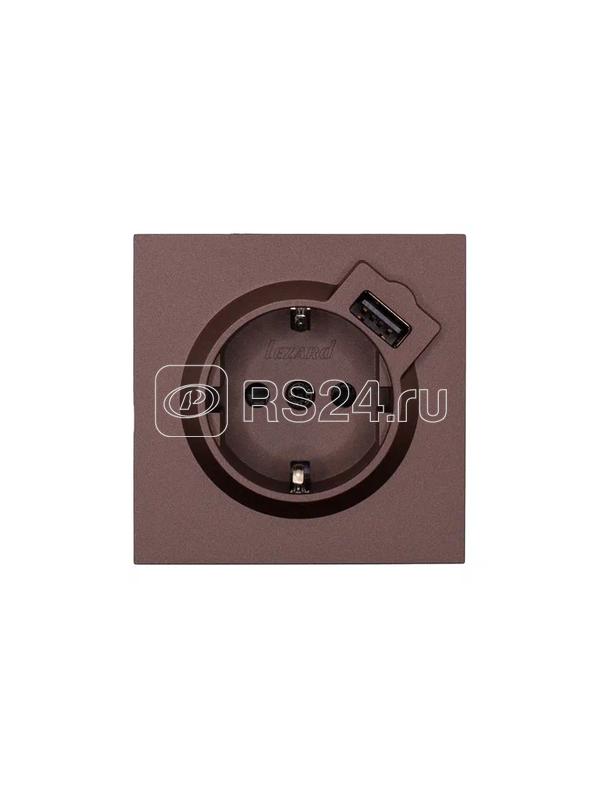 Розетка 1-мест. с/з+USB разъем СП ZIMA IP20 шоколад LEZARD 704-7388-181