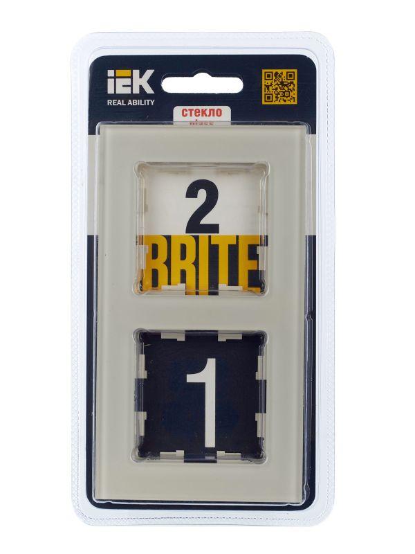 Рамка 2-м BRITE РУ-2-2-БрВа стекло ванильн. IEK BR-M22-G-K10