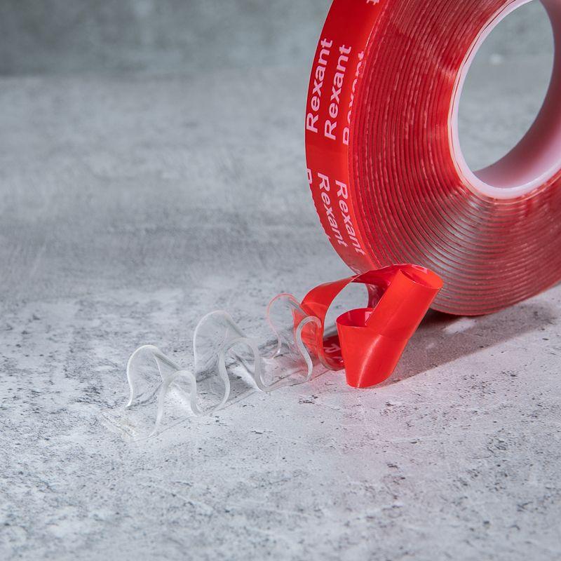 Лента клейкая двухсторонняя прозрачная на VHB акриловой основе 12ммх5м Rexant 09-6058