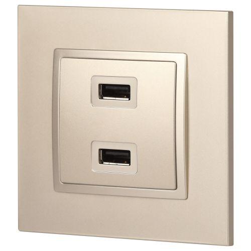 Устройство зарядное USB 14-4110-04 5В-2100мА Elegance шампань ЭРА Б0034371