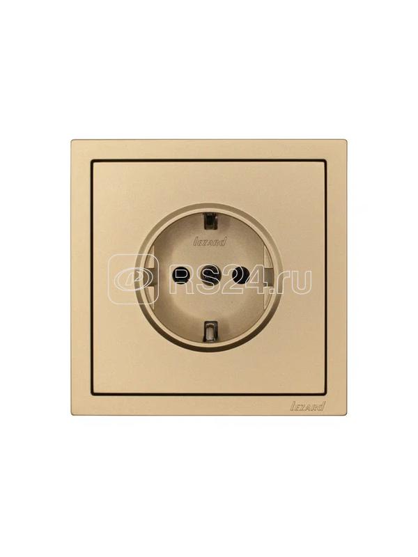 Розетка 1-мест. с защитн.шторк. СП ZIMA IP20 16А ПБТ безвинт. зажим зол. LEZARD 704-3688-124BQC