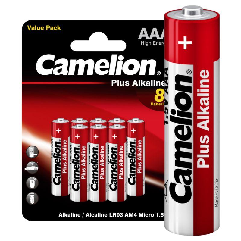 Элемент питания алкалиновый AAA/LR03 1.5В Plus Alkaline LR03-BP8 BL-8 (блист.8шт) Camelion 14134