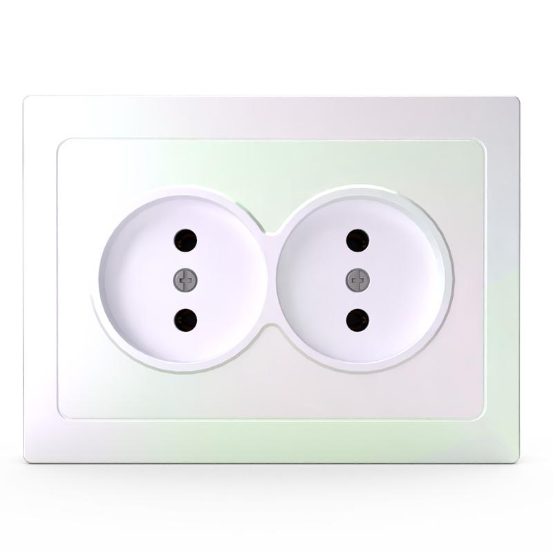Розетка 2-м СП Pixel 16А IP20 без заземл. в сборе перламутр. TOKOV ELECTRIC TKE-PX-R2F-C04