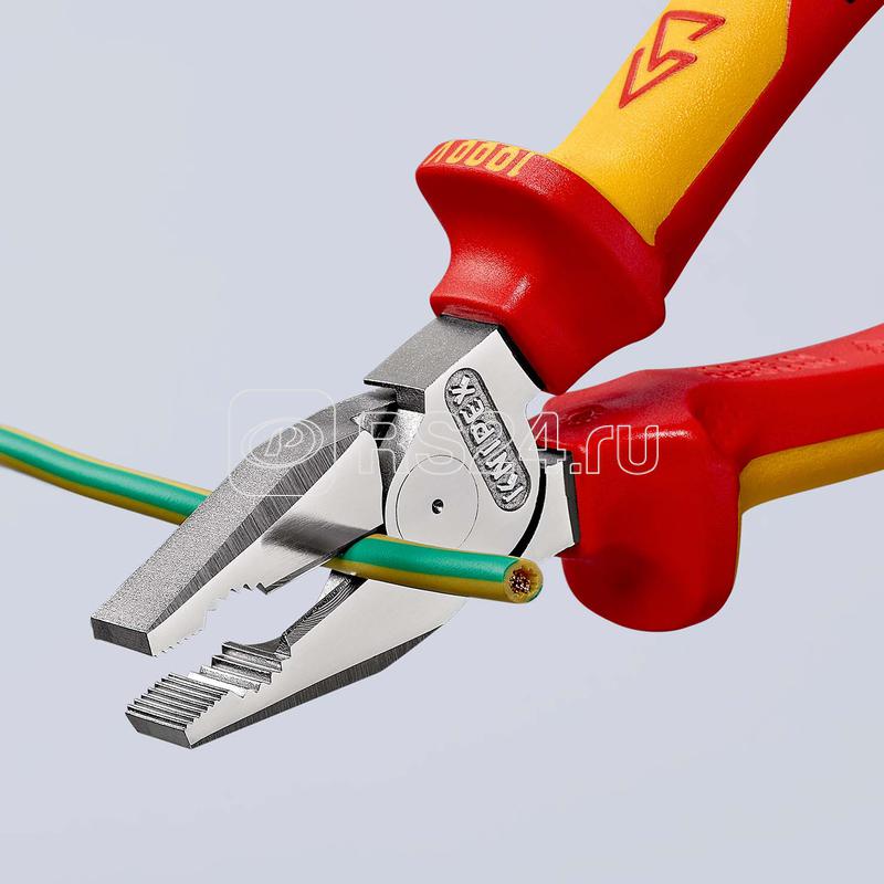 Плоскогубцы комбинированные особой мощности VDE L-200мм хром. Knipex KN-0206200SB Плоскогубцы комбинированные особой мощности VDE L-200мм хром. Knipex KN-0206200SB