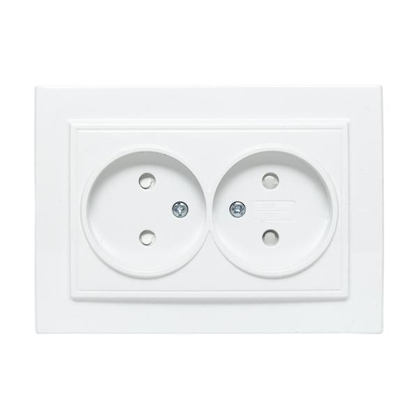 Розетка 2-м СП Минск 10А IP20 без заземл. защ. шторки бел. Basic EKF ERR10-102-100