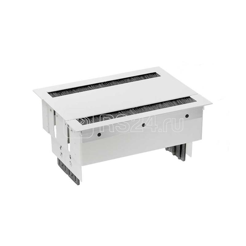 Блок розеточный врезной с крышкой двухсторон. ввод щетка 4х2P+E 4 пустых мод. бел. Simon 400 46402000-130