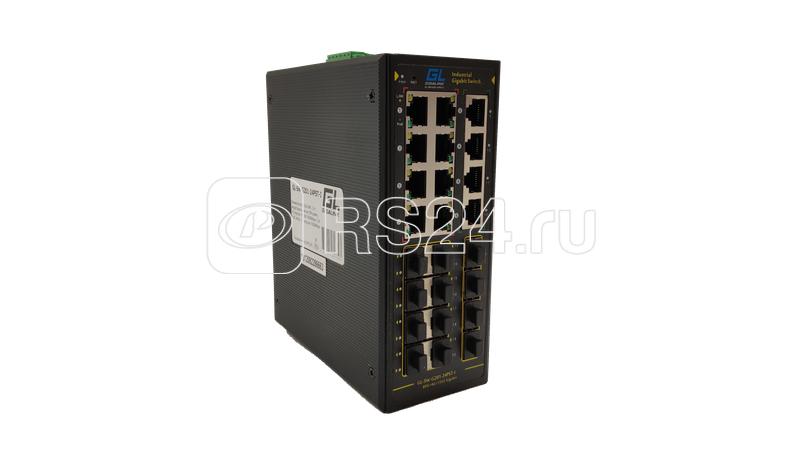 Коммутатор L2+ индустриальный на DIN рейку 12х10/100/1000Мбит/с 1-8 PoE af/at 12х1000Мбит/с SFP 1 консольный RJ-45 питание 48В 480Вт поставляется отдельно GIGALINK GL-SW-G201-24PST-I