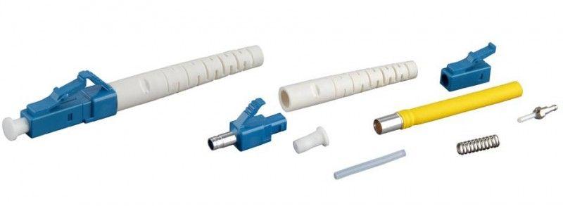 Разъем клеевой LC SM (для одномод. кабеля) 3мм (син. тело бел. хвостовик) LC-SM-3 Hyperline 34122