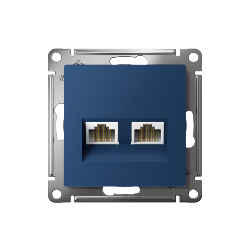 Розетка компьютерная 2-м AtlasDesign RJ45+RJ45 кат.5E механизм аквамарин SE ATN001185