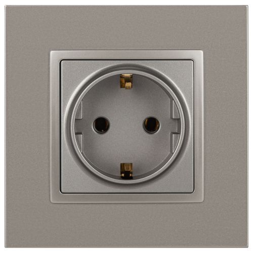 Розетка Elegance 14-2101-16 16А 250В 2P+E Schuko титан Эра Б0065802