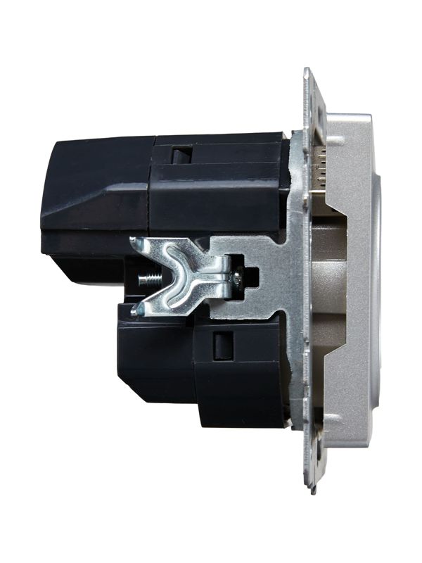 Розетка BRITE РЮш10-1-БрА 16А с USB A+A 2.1А с заземл. защ. шторки механизм алюм. IEK BR-R14-16-U21-D21-K47