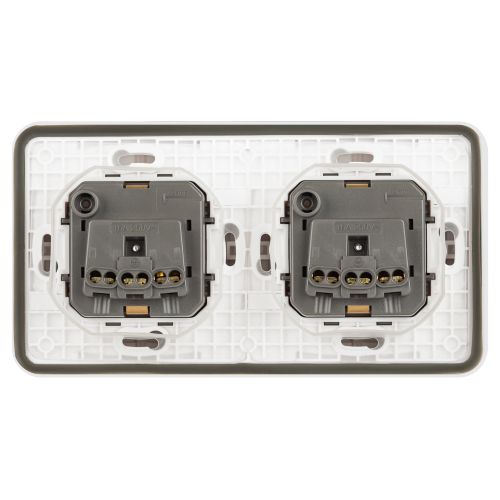 Розетка Эксперт 11-2523-01 2х2P+E гориз. IP55 16А-250В СУ бел. Эра Б0063276