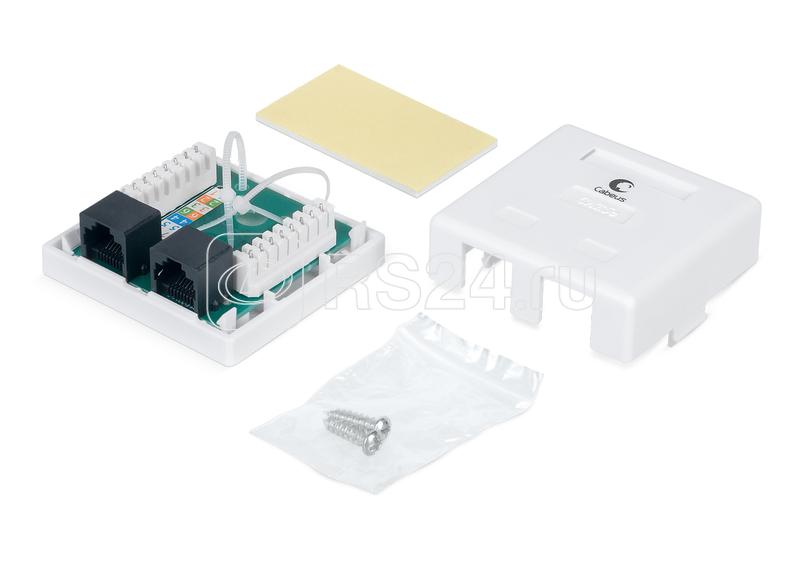 Розетка компьютерная 2-м ОП WS-8P8C-Cat.5e-2 RJ45 кат.5E Dual IDC Cabeus 7247c