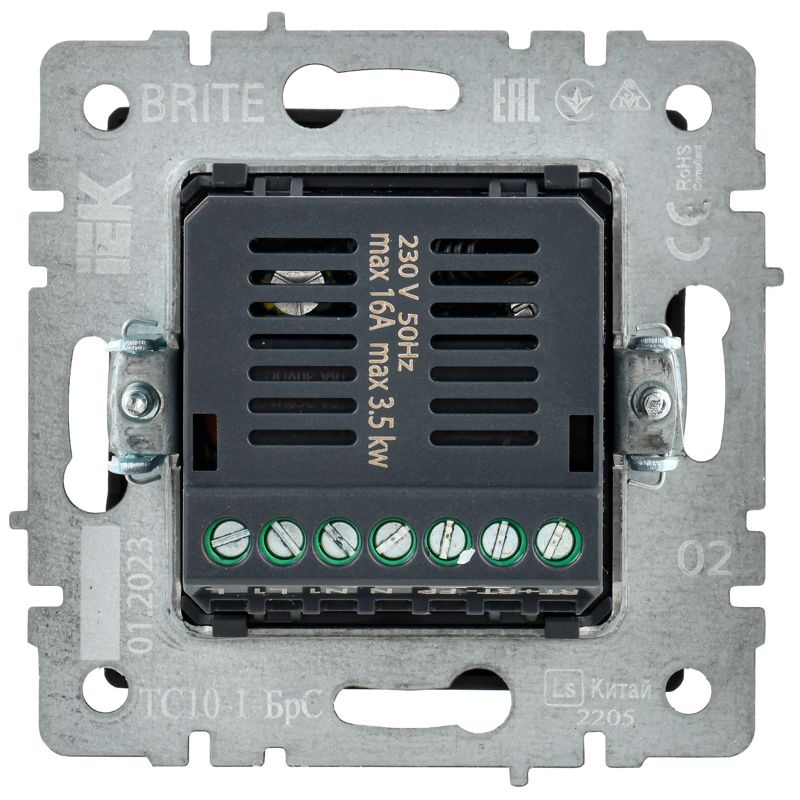 Термостат электронный с индик. BRITE СП IP20 ТС10-1-БрС механизм сталь IEK BR-RT11-K46