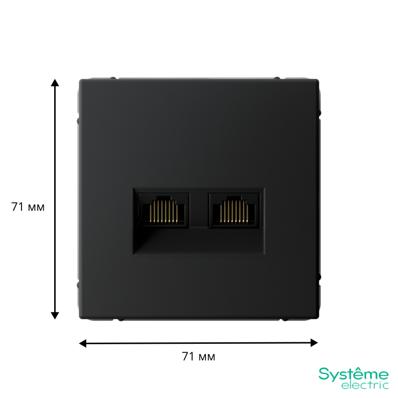 Розетка компьютерная 2-м ArtGallery 2хRJ45 кат.6A механизм карбон SE GAL001088