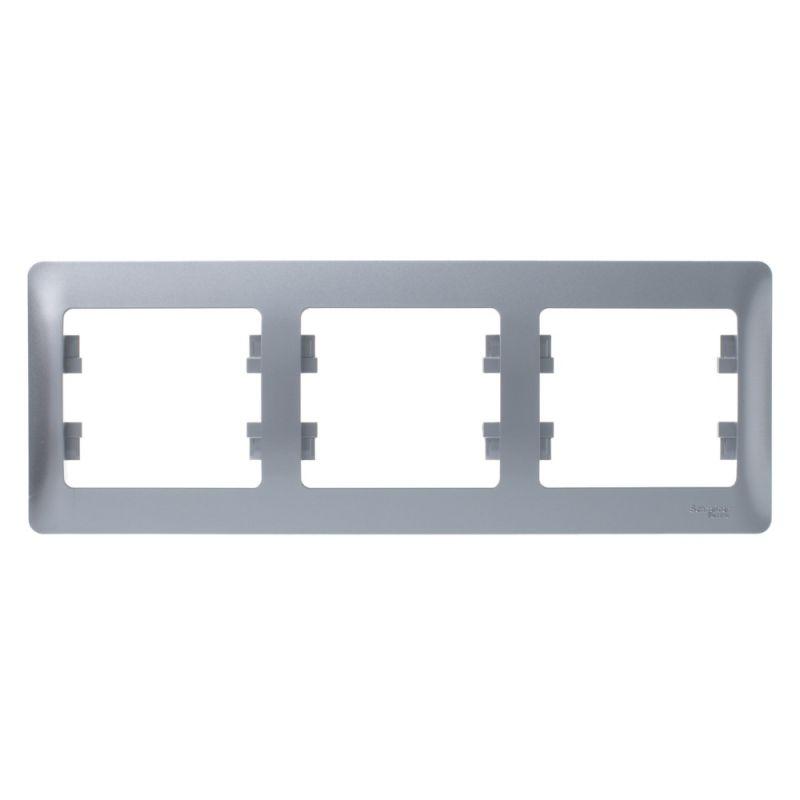 Рамка 3-м Glossa горизонт. алюм. SE GSL000303