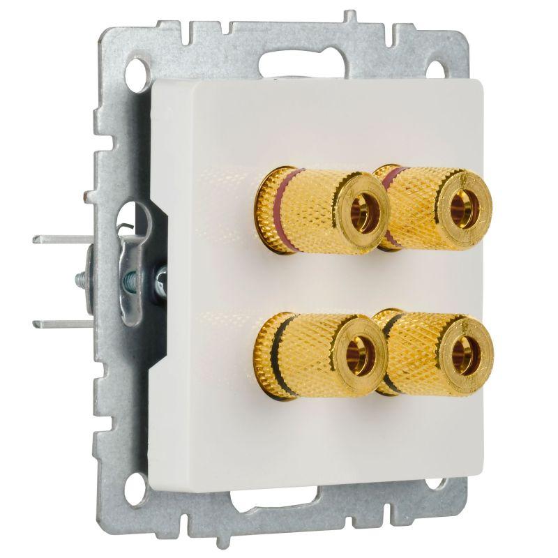 Аудиорозетка 4-м BRITE РА10-БрБ механизм бел. IEK BR-S40-K01