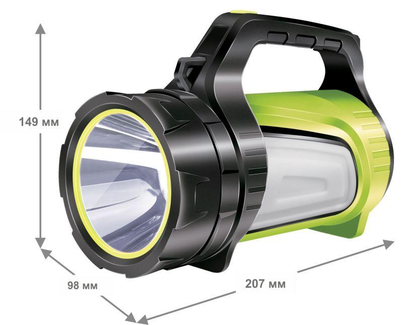 Фонарь аккумуляторный E1338 USB2.0 Micro USB Powerbank 5Вт 6А.ч пластик. черн./зел. (кор.) Camelion 14257