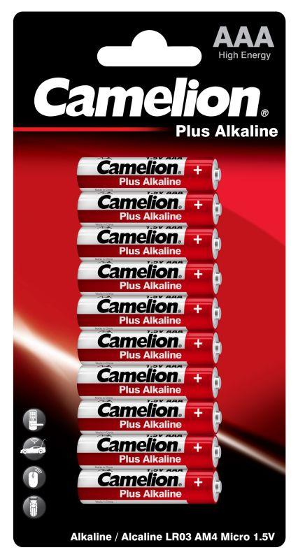 Элемент питания алкалиновый AAA/LR03 1.5В Plus Alkaline LR03-BP10 (блист.10шт) Camelion 3221