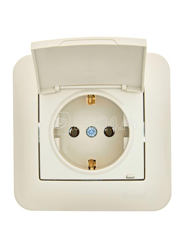 Розетка 1-м СП ASTI 16А IP20 с заземл. с крышкой термопласт в сборе крем. LEZARD 7081-0303-123В