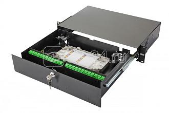 Панель оптическая 47C-24 19дюйм 1U фиксированная корпус на 24 адаптера 16 дуплекс SC/APC адаптеров OS2 Eurolan 47F-48-S2-2L-32-11BL-A