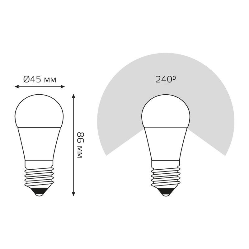 Лампа светодиодная Black 7Вт P45 шар 3000К тепл. бел. E27 560лм диммир. GAUSS 105102107-D