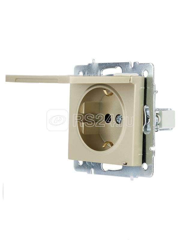 Розетка 1-м СП Vesna с заземл. с крышкой ПБТ механизм титан LEZARD 742-3788-123B