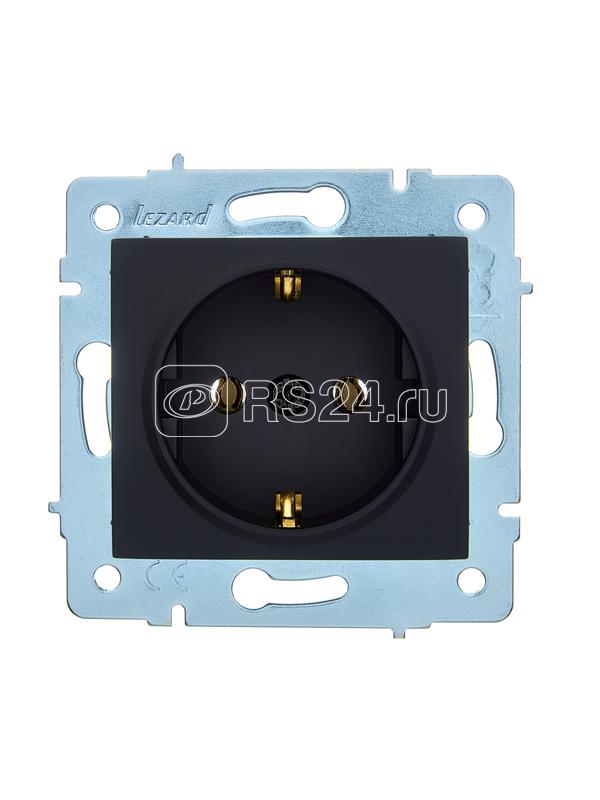 Розетка 1-м СП ASTI 16А IP20 с заземл. термопласт механизм черн. бархат. LEZARD 7081-4288-122B