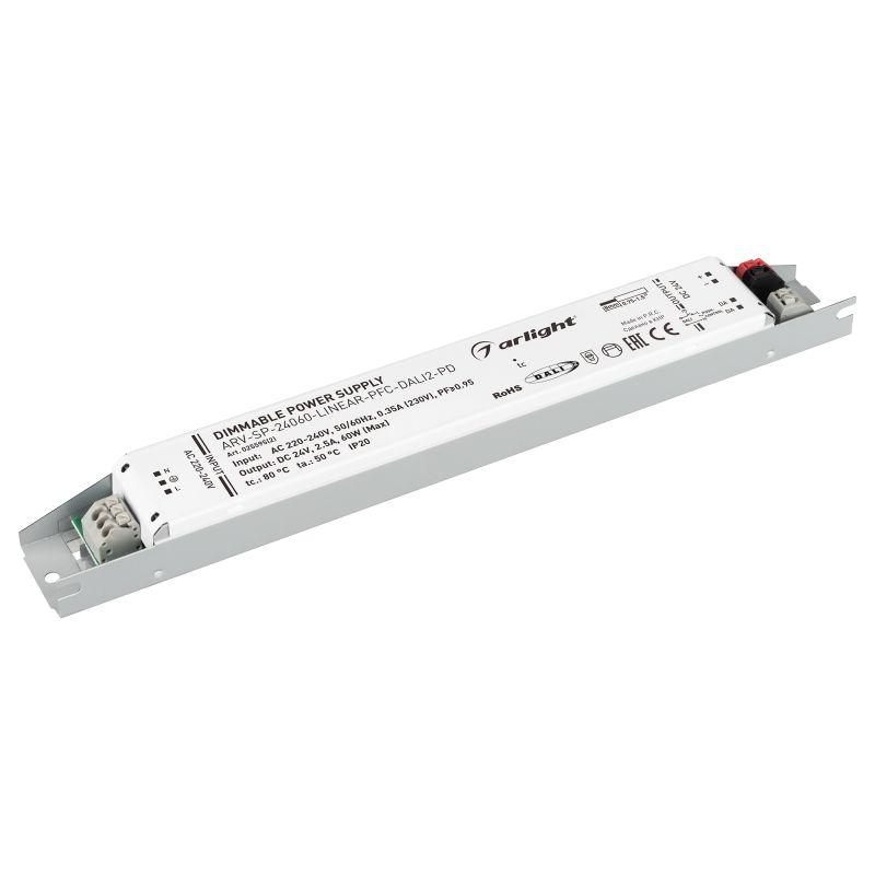 Блок питания ARV-SP-24060-LINEAR-PFC-DALI2-PD 24В 2.5А 60Вт IP20 металл Arlight 025595(2)