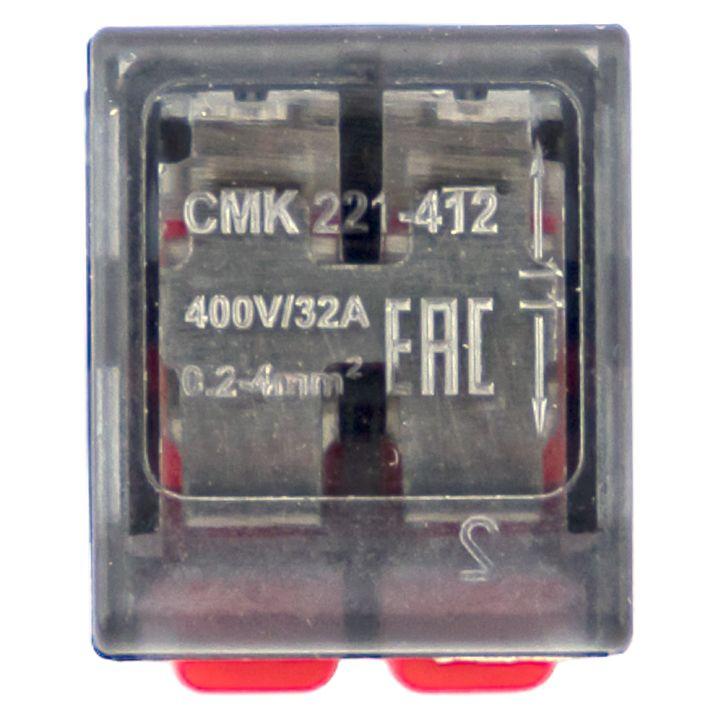 Клемма строительно-монтажная СМК 221-412 с рычагом 2 отверстия 0.2-4.0кв.мм (блист.20шт) PROxima EKF plc-smk-221-412b-20