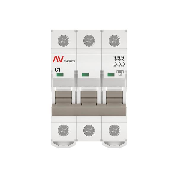 Выключатель автоматический модульный 3п C 1А 6кА AV-6 AVERES EKF mcb6-3-01C-av
