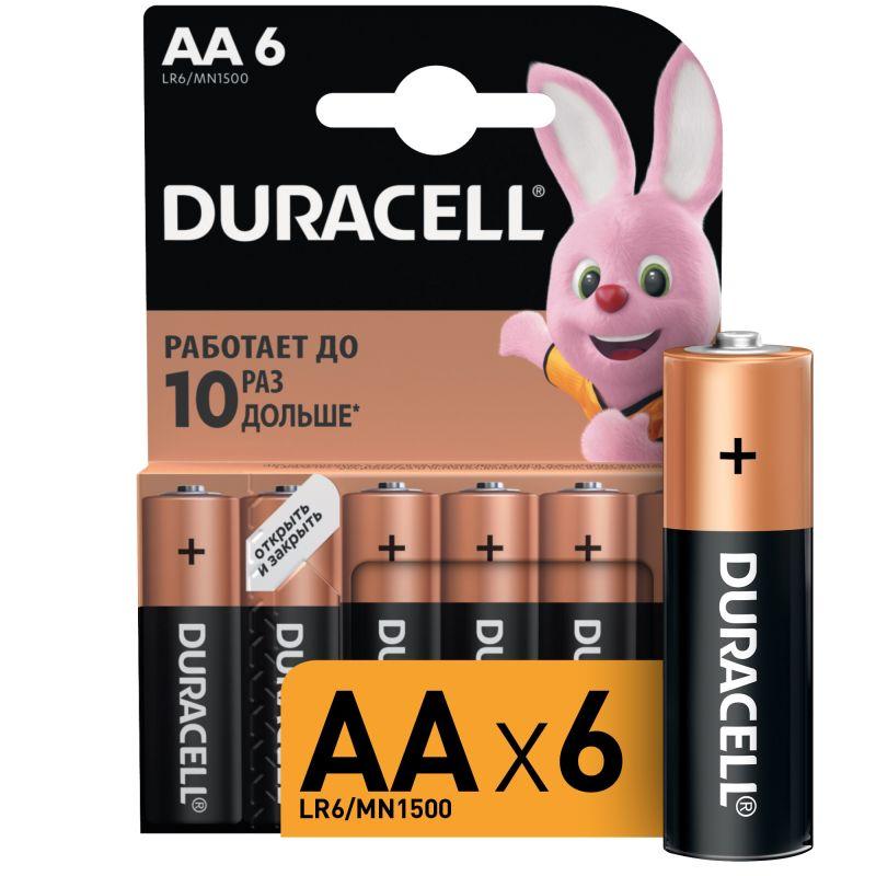 Элемент питания алкалиновый AA/LR6 LR6-6BL Basic (блист.6шт) Duracell Б0014859
