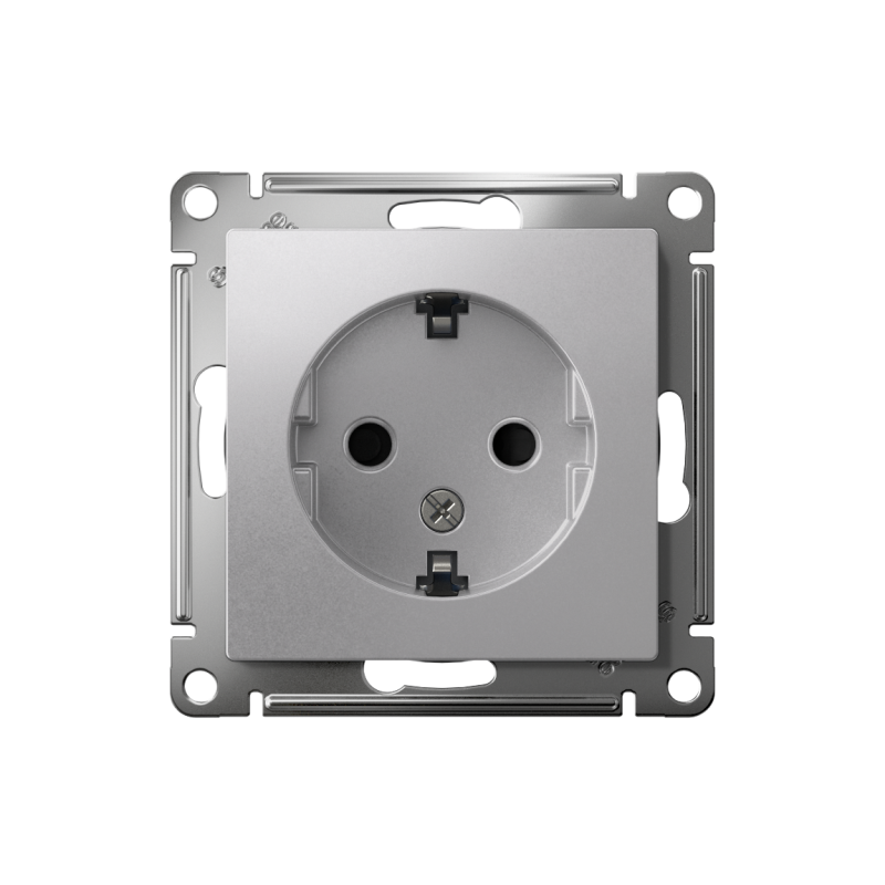 Розетка 1-м СП AtlasDesign 16А IP20 с заземл. защ. шторки механизм алюм. SE ATN000345