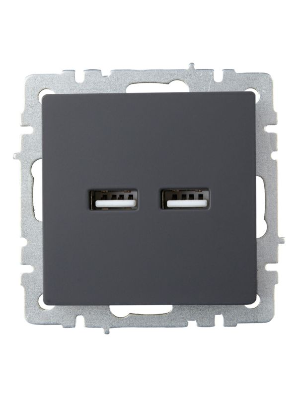 Розетка BRITE USB A+A 3.1А РЮ10-1-БрГ механизм графит IEK BR-U21-D31-K53